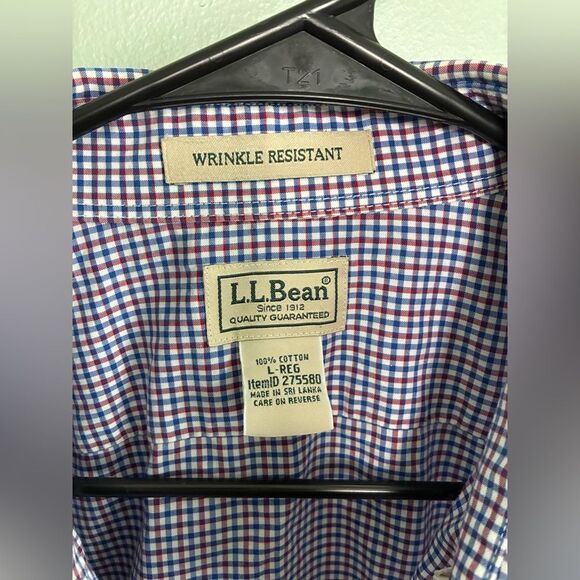 Bundle L.L. Bean Men's Gingham Short Sleeve Button Up Shirts - Blue Red White L - Picture 9 of 11